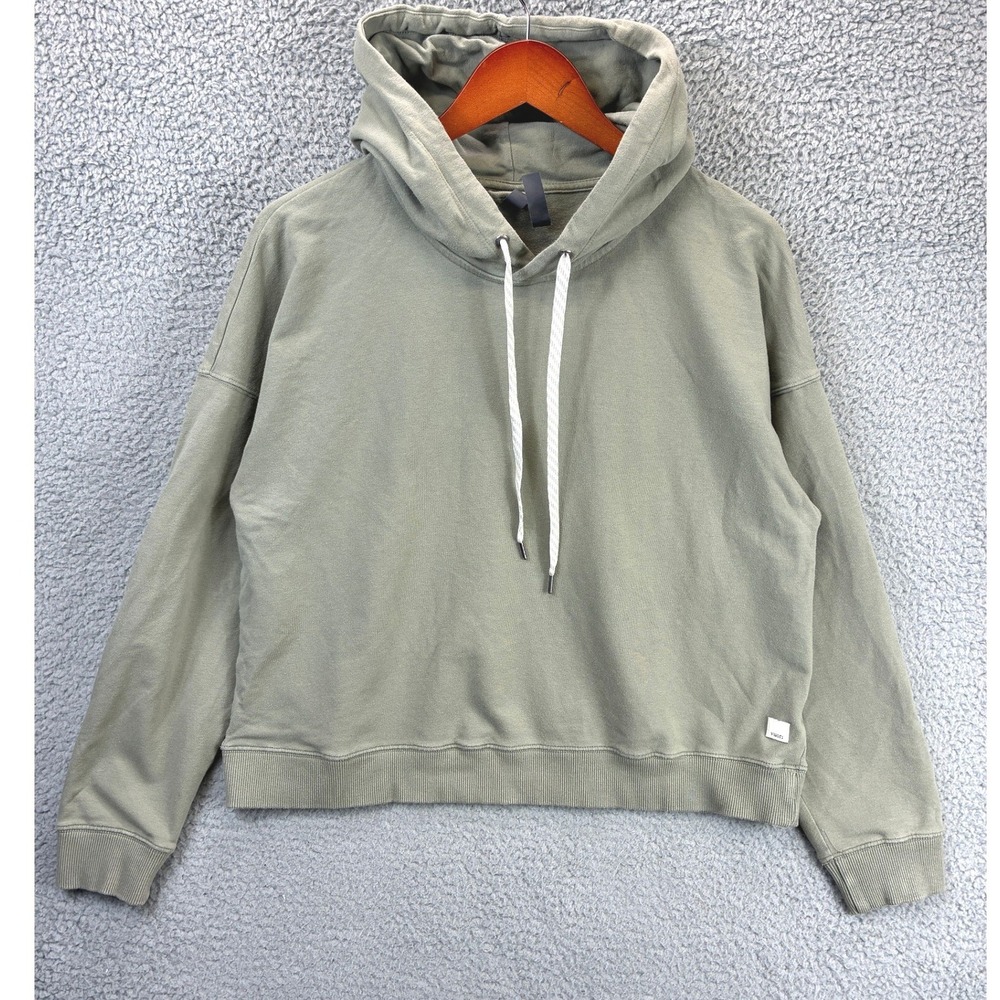 Vuori Halo Cropped Hoodie Sweatshirt Womens L Green Heather Athleisure Comfy